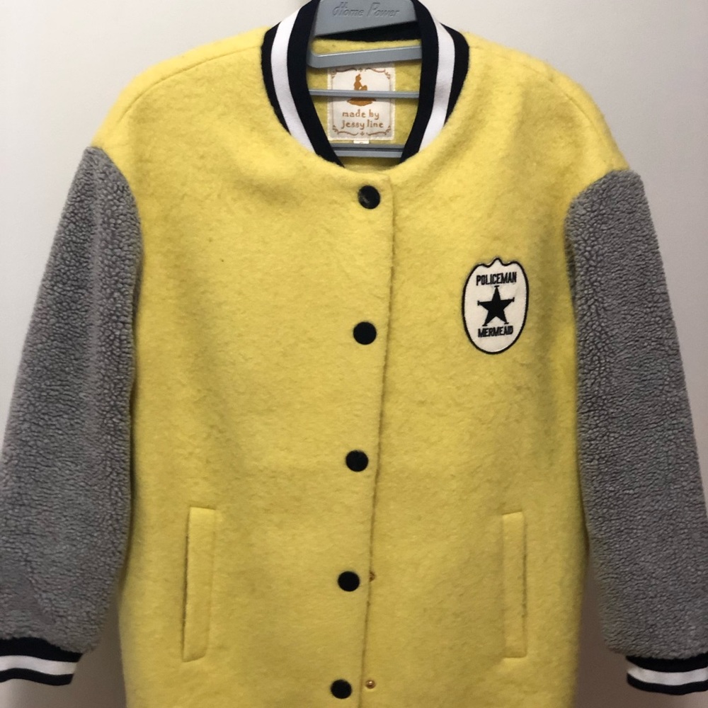 Yellow teddy bear fleece jacket coat